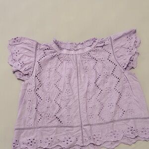 Lavender Eyelet Flutter Sleeve Top